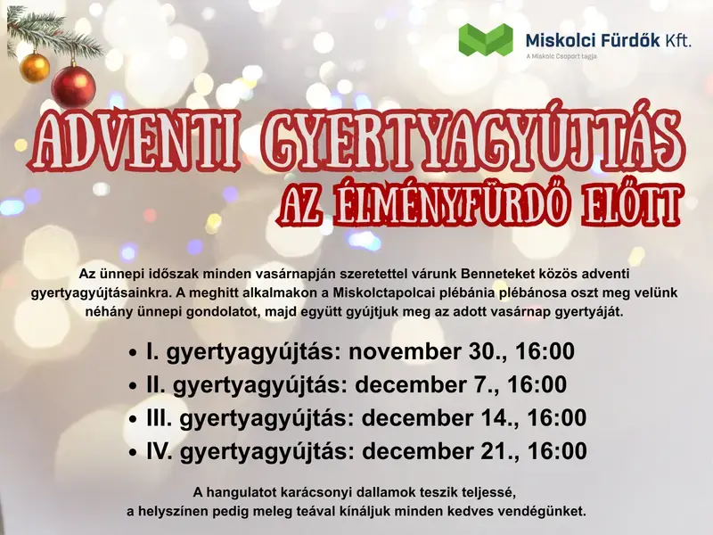 Adventi gyertyagyújtás az Ellipsum Élményfürdő előtt 🎄